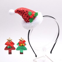 메르시밴드 여아용 산타클로스 헤어핀 2종 + 머리띠 세트