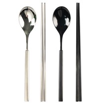 라온누리 에라토 프로포즈 컬러 수저세트, 실버, 리얼블랙, 숟가락 2p + 젓가락 2p