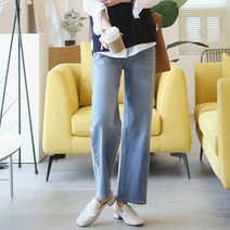 여성용 길어보이는 와이드 청바지