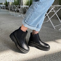 벨레페 여성용 부타 미들힐 키높이 통굽 밴딩 워커 첼시부츠