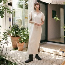 블랭크공삼 open collar maxi dress