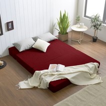 서광퍼니처 맥스4단 HR황토폼 18cm 접이식매트리스 고급형, 레드와인