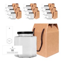 육각 꿀병 730g + 블랙캡 랜덤발송 + 심플 밤꿀 S 스티커 + 봉인 + 박스 세트, 10세트