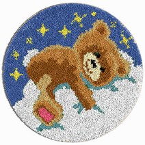 알로데 동물 라운드 카펫 러그 매트 DIY 스킬 자수 세트 중국어버전 흰색인쇄메쉬, 1세트, 02