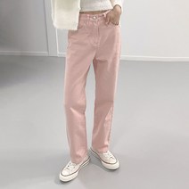 플랜데이 여성용 피터 캐주얼 롱 일자핏 컬러 코튼 팬츠