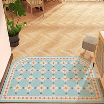 노르딕 플라워 타일 레더 카페트, 블루