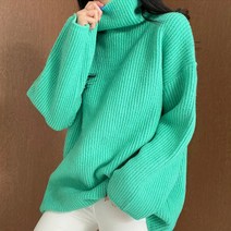 오키 여성용 크라운 터틀넥 루즈 니트