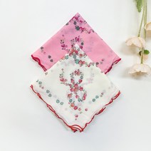 마리엔느 여성용 꽃패턴 꽃리본 바이어스 레이스 손수건 스카프 2종 세트
