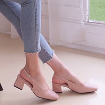 르본디 심플 스퀘어 펌프스 슬링백 수제화 5cm