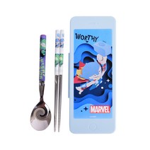 릴팡 마블 스마트폰 진공 수저 슬림 케이스 세트 MV7381, 어벤져스, 숟가락+젓가락+수저집