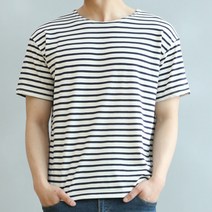블루포스 남성용 페리보 세미오버핏 스트라이프 반팔 티셔츠