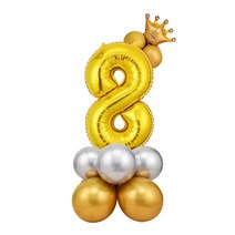 윰스 크라운 스탠드 대형 숫자풍선 숫자8 115cm, 골드, 1개