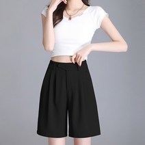 뮤리엘 여성 골프 투버튼 뒷밴딩 5부 반바지