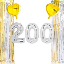 파티쇼 기념일 축하 실버 200일 2색믹스커튼 세트, 혼합색상, 1세트