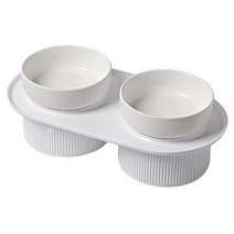 반려동물 세라믹 식기 오브제 더블, 화이트, 1개