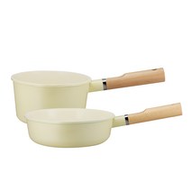 로이첸 IH 건강한 마쉬옐로우 세라믹팬 2종 세트, 옐로우, 밀크팬 16cm + 딥팬 20cm