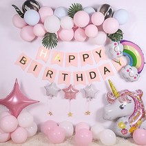 생일파티 유니콘 풍선 세트, 혼합색상, 1세트