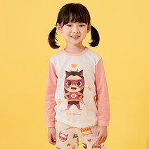 올로미미 아동용 캣우먼 오가닉 9부 자카드 실내복 상하의 세트