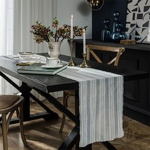 홈플로우 탄탄한 자수 럭셔리 화이트 테이블 러너, 혼합색상, 35 x 260 cm