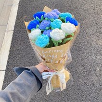 소니오 수제 뜨개질 꽃다발 DIY 패키지, 1세트, 02 오션 장미