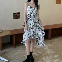 MA 패턴 언발 프릴 나시 롱 원피스