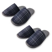 워셔블 체크 거실화 2p, 네이비