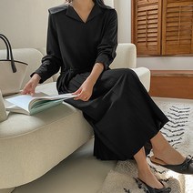 브이넥 카라 플리츠 롱원피스
