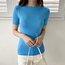 루즈핏 여성용 입술넥 반팔 티셔츠 T9488K24