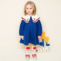 몰리멜리 여아용 깔끔단정 체리 스캘럽 원피스