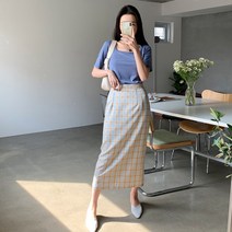 즈카일 체크 롱 트임 스커트 SK3616K13