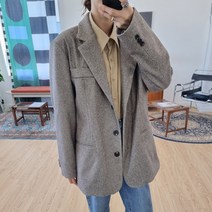슈가펀 여성용 레이본 오버핏 울 자켓