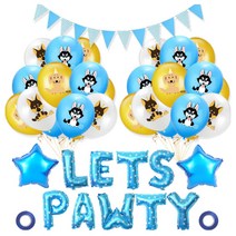 마켓감성 반려동물 LETS PAWTY 슈트 생일 테마 파티 세트 콤비, 블루, 1세트