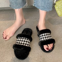 여성용 오픈토 체크 슬리퍼 GH35_RD_777