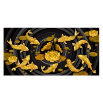 케이엠엘리 샤이닝 5D 보석 십자수 DIY 세트 120 x 60 cm, 대형 황금 재물 잉어, 1세트