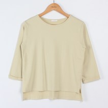 빼빼 여성용 에버리 7부 라운드넥 밑단슬릿 티셔츠