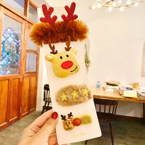 씨티컴퍼니 크리스마스 귀요미 헤어 집게 머리핀 4종 세트