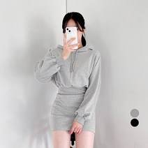 밀키버터 여성용 H라인 후드 미니 원피스