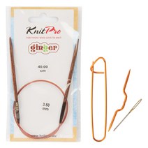 브랜드얀 니트프로 진저 줄바늘 40cm x 3.5mm + 돗바늘 + 코막음핀 + 꽈배기바늘, 우드, 1세트