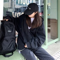 씨티 무지 기모 후드 집업
