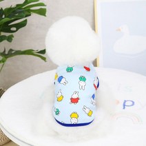 딩동펫 강아지 크레용 아기자기 티셔츠 토끼, 블루