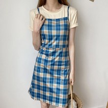 린다샵 아포키 체크 끈 미니 원피스 OPS4637C05