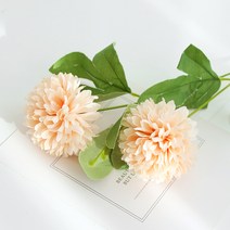 마다메이드 퐁퐁 국화 인테리어 조화 2송이 10p, 오렌지