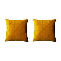입체 자수 베개 벨벳 부드러운 천소재 소파쿠션 2p, 옐로우