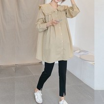 임산부 프릴카라 롱 블라우스 + 슬랙스 세트