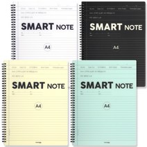 뭉구 A4 빅사이즈 스마트 절취선 PP 노트 혼합색상 4종 세트, YELLOW, MINT, WHITE, BLACK, 1세트