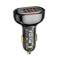 햅시 125W PD 3포트 디지털 LED 차량용 초고속 충전기, YMQC125W, 블랙