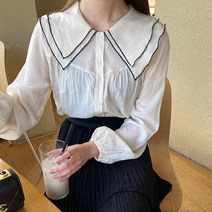 마이시즌 여성용 플리넬 빅카라 블라우스