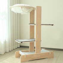 캣츠빌 고무나무 UV코팅 원목 아쭈 캣타워 H A타입, 아이보리(천해먹 상단), 레드블루(하단), 그레이(카페트), 1개