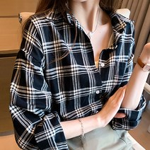 여성용 MA 기본 베이직 체크 남방 셔츠