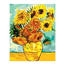 로앤뷰 DIY 규빅 비즈 보석 십자수 원단형 30 x 40 cm, 반고흐 해바라기, 1세트